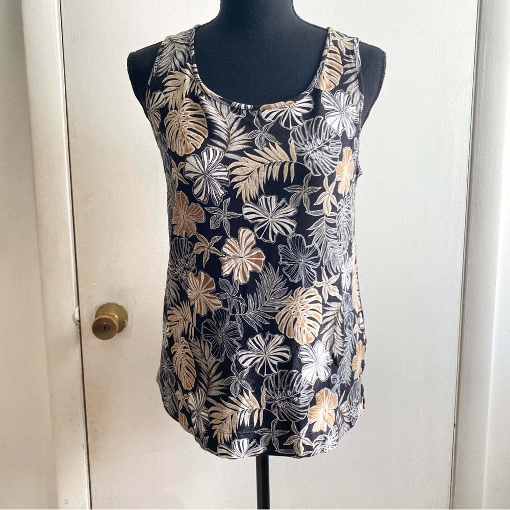 J. Jill Wearever Collection Medium Floral Tropical Print Tank Top Blouse